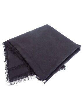 Louis Vuitton Shawl Monogram Wool Silk Black Scarf